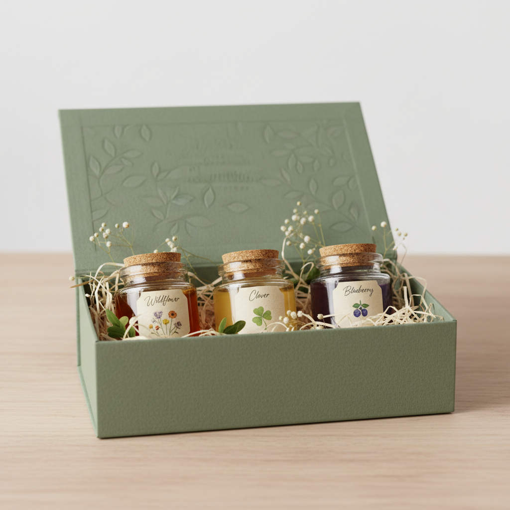 Create green wellness gift box to include these samplers: Wildflower, Clover, Blueberry